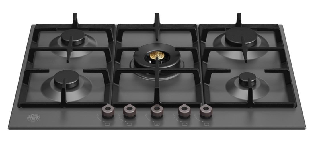 Bertazzoni P755CHERNE Heritage Piano cottura a gas 5 fuochi cm 75 - nero opaco