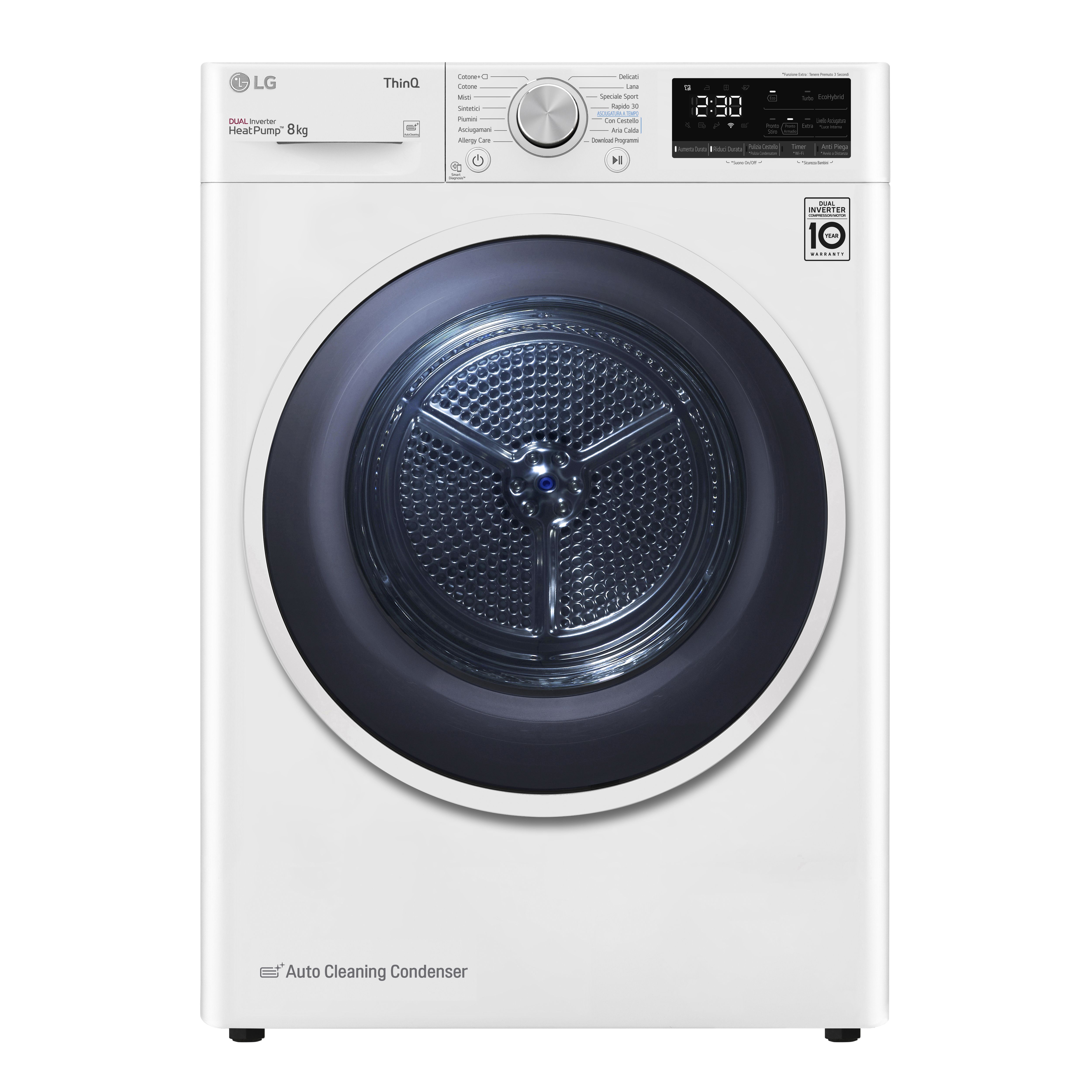 Lg RH80V9AVHN   Asciugatrice Pompa di calore 8 kg A+++ Profondit 60 cm