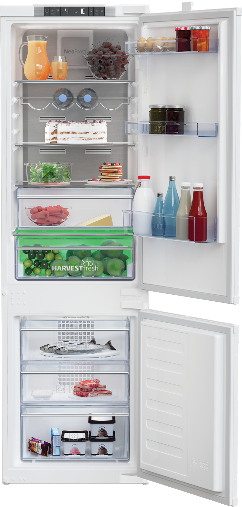 Beko BCNA275E4SN Frigorifero Incasso combinato 275LT H177 No Frost luceled porte reversibili