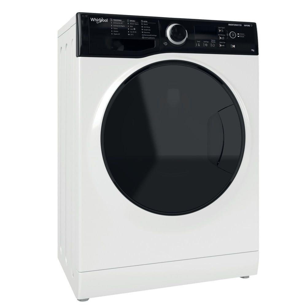 WHIRLPOOL WSB725DIT - LAVATRICE 44 CM 7 KG 1200 GIRI - INVERTER - VAPORE - DISPLAY OBLO' NERO