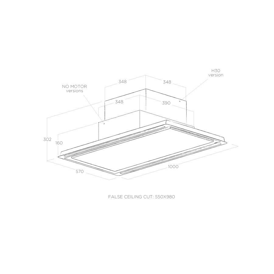 Elica Hilight Glass NO MOTOR WH/A/100 cappa a soffitto da 100 cm bianca e cornice bianca versione Aspirante ( senza motore ) - PRF0146248
