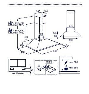 Electrolux Cappa camino - 60 cm LFC 316 X
