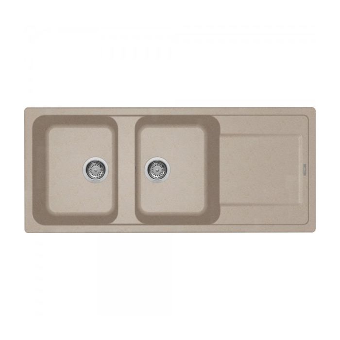 Elleci LG250051 Lavello da Incasso 2 vasche con gocciolatoio Reversibile 116 x 50 cm finitura Granitek Avena 51 Life 500