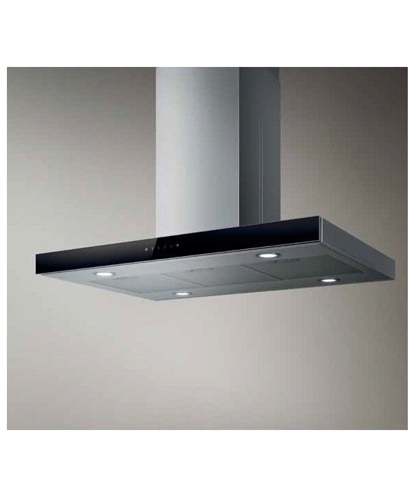 Elica PRF0104628A Joy Island BlixA90 cappa a isola da 90 cm in acciaio inox e vetro nero versione Aspirante